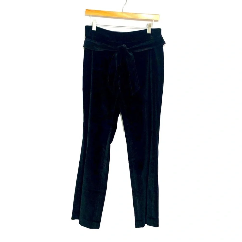 Talbots Petite Black Luxe Stretch Velvet Pants Matching Removable Belt Size 6